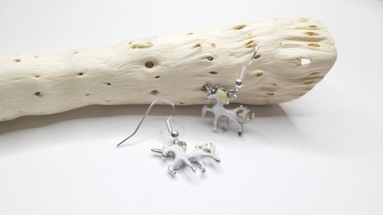 Preview: Einhorn Ohrringe silberfarben Fabelwesen